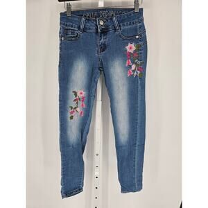 Blue Republic Womens Sz 0 Skinny Leg Blue Jeans Floral Embroidered